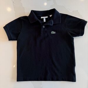 Lacoste Boys Polo Shirt Black Size 5 Short Sleeve Embroidered Logo Casual